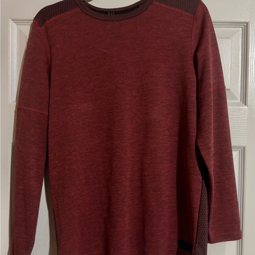 Red Crewneck Sweater with Textured Knit and Contrast Details